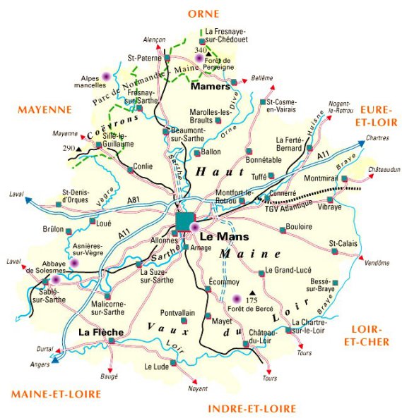 Carte de la Sarthe